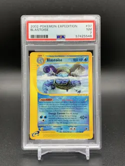 2002 Pokemon Expedition 37 Blastoise Non Holo PSA Near Mint 7 - Image 1