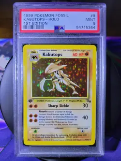 MINT PSA 9 | 1999 POKEMON | FOSSIL KABUTOPS HOLO 1ST EDITION 9/62 - Image 1