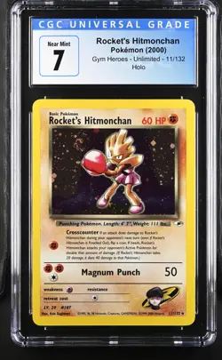Pokemon TCG Rocket's Hitmonchan Gym Heroes 11/132 Holo Unlimited Holo Rare SWIRL - Image 3