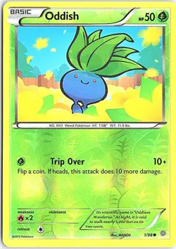 Oddish XY - Ancient Origins 1/98 LP Reverse Foil Pokemon - Image 1