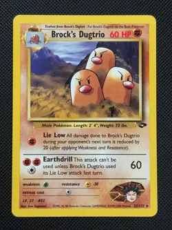Brock's Dugtrio 22/132 REGULAR Pokemon Card WOTC Gym Challenge Non Holo Rare - Image 1