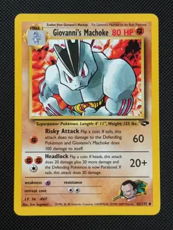 Giovanni's Machoke 42/132 REGULAR Pokemon Card WOTC Gym Challenge Uncommon - Image 1