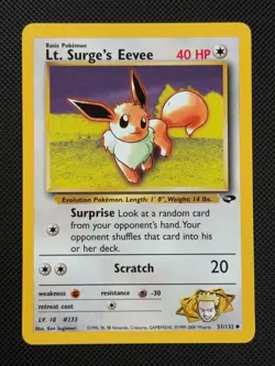 Lt. Surge's Eevee 51/132 REGULAR Pokemon Card WOTC Gym Challenge Uncommon - Image 1