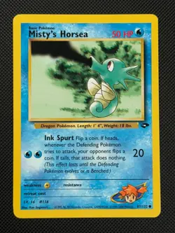 Misty's Horsea 87/132 REGULAR Pokemon Card WOTC Gym Challenge Common - Image 1