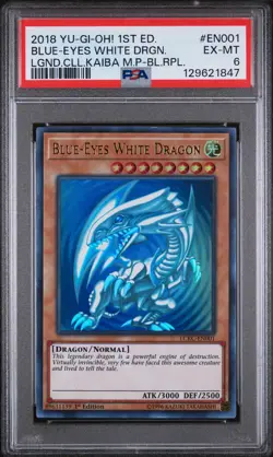 2018 YU-GI-OH! LEGEND COLL KAIBA MEGA PACK #EN001 BLUE-EYES WHITE DRAGON PSA 6 - Image 1