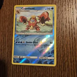 Pokemon Card Crawdaunt 25/111 Rare Reverse Holo Sun & Moon Crimson Invasion NM - Image 1