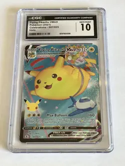 CGC 10 GEM MINT Flying Pikachu VMAX 007/025 HOLO Celebrations Pokemon Card 062 - Image 1