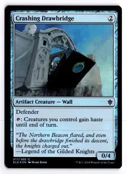 Crashing Drawbridge 217 Foil Throne of Eldraine C MTG LP - Image 1