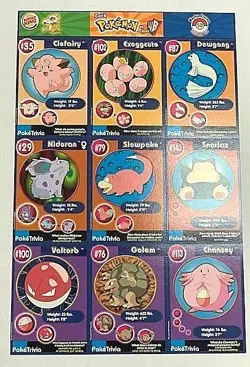 Burger King Pokemon #16 Master Trainer Set Uncut Sheet - Image 1