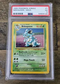 1999 Pokemon PSA 5 EX Nidoqueen Holo #7/64 Jungle Rare TCG - Image 1