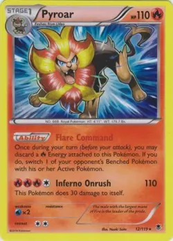 x1 Pyroar - 12/119 - Rare Holo Pokemon XY Phantom Forces M/NM - Image 1