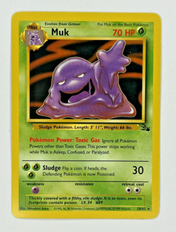 Pokemon TCG Muk Fossil Set Unlimited Rare Non-Holo Card 28/62 NM/LP Condition - Image 1