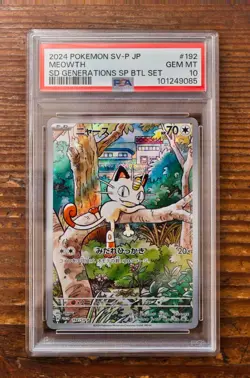 PSA 10 Meowth AR 192/SV-P Japanese Pokemon Card Starter Deck Generations Promo - Image 1