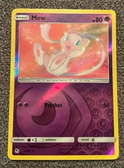 Mew 32/68 Hidden Fates 2019 Reverse Holo Foil Rare Pokemon TCG Card - MINT - Image 1