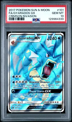 2017 Pokemon Gyarados GX (Full Art) 101/111 Sm-Crimson Invasion Holo - PSA 10 - Image 1