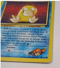Pokemon Misty's Psyduck Card 90/132 Holo Rare 1999-2000 T2348 D1 - Image 3