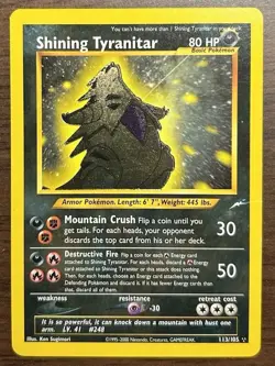 Pokemon TCG Shining Tyranitar Neo Destiny Holo Card 113/105 - Image 2