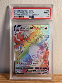 Pokemon TCG Charizard VMAX Champions Path Secret Rainbow Rare Card PSA 9 074/073 - Image 1