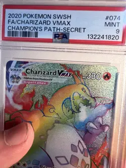 Pokemon TCG Charizard VMAX Champions Path Secret Rainbow Rare Card PSA 9 074/073 - Image 5