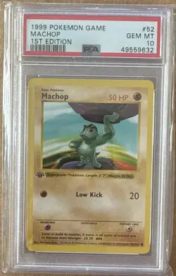 Pokemon English Machop 1st. Edition Base Set 52/102 PSA: 10 - Image 1