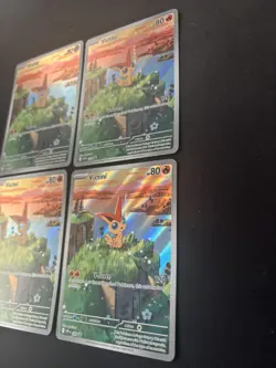 Pokemon TCG Victini SVP 208 Black Star Promo Illustration Rare Near Mint x4 Set - Image 4