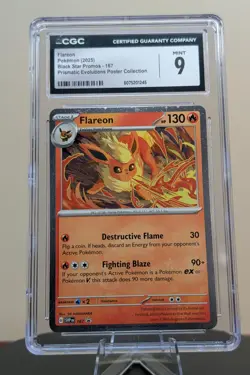 Pokemon Graded Flareon #167 Black Star Promo Cosmos Holo Poster Collection CGC 9 - Image 1