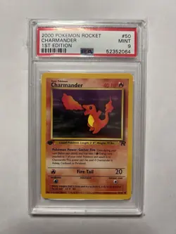 2000 Pokemon Team Rocket 1st Ed. Charmander #50 PSA 9 Mint Fresh Grade - Image 1