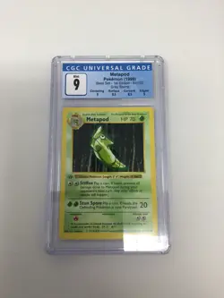 Metapod 54/102 Pokemon 1999 Base 1st Edition Shadowless Gray Stamp CGC 9 - Image 2