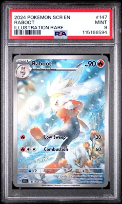 2024 Pokemon Scr En-Stellar Crown #147 Raboot Illustration Rare PSA 9 - Image 1