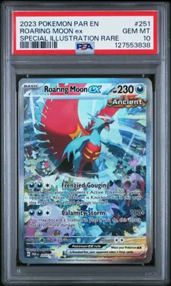 POKEMON PSA 10 2023 SV Paradox Rift Roaring Moon ex 251/182 SIR *3838 - Image 1