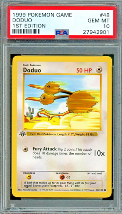 1999 Pokemon Base Set 1ST EDITION #48 Doduo PSA 10 - Image 1