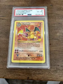 1999 POKEMON BASE SET SHADOWLESS #4 CHARIZARD-HOLO PSA 6 - Image 1