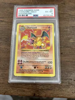 1999 POKEMON BASE SET SHADOWLESS #4 CHARIZARD-HOLO PSA 6 - Image 2