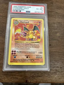 1999 POKEMON BASE SET SHADOWLESS #4 CHARIZARD-HOLO PSA 6 - Image 3