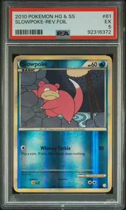 2010 POKEMON HEARTGOLD & SOULSILVER #81 SLOWPOKE-REVERSE FOIL PSA 5 - Image 1