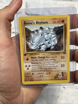 Pokemon 1st Edition Blaine’s Rhyhorn 65/132 Gym Challenge Near Mint NM Vintage - Image 1