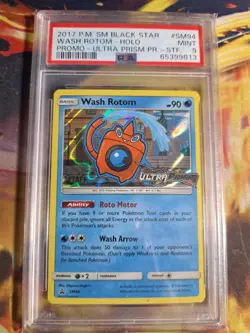 Pokemon 2017 Wash Rotom SM94 Ultra Prism Staff Stamp Promo MINT PSA 9 - Image 1