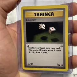 Pokemon Card: Gambler 60/62 1st Edition Fossil Set Common Nintendo NM Vintage - Image 2