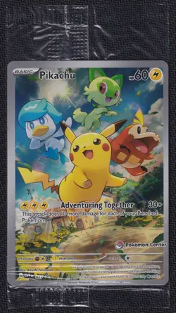 Pokemon Pikachu SVP 027 Full Art Pokemon Center Stamp Paldea Evolved Sealed - Image 1