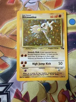 Pokemon TCG Hitmonlee Fossil 7/62 Holo Unlimited Holo Rare NM - Image 1