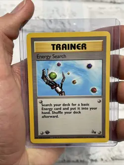 Pokemon Fossil 59/62 Energy Search 1st Edition Pokemon Card Common WOTC NM TCG - Image 1