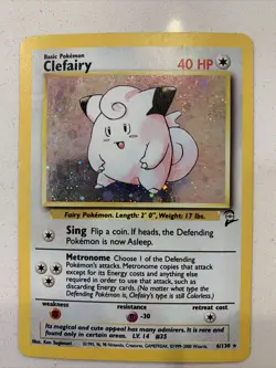 Clefairy 6/130 Holo Rare Base Set 2 Vintage WOTC Pokemon Card NEAR MINT - Image 2
