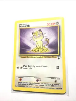 MEOWTH - 80/130 - Base Set 2 - Pokemon Card - LP - Image 1