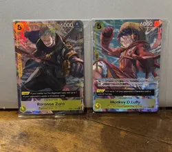 One Piece CCG Promo Cards Monkey D Luffy & Roronoa Zoro OP12 Illustration Box 3 - Image 1