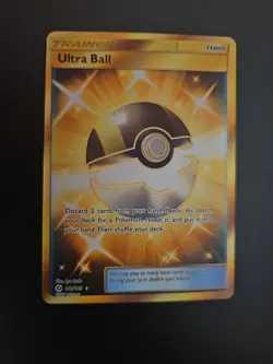 Pokemon TCG Ultra Ball Gold Secret Rare Holo Card 161/149 Sun and Moon Set - Image 1