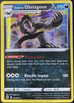 Galarian Obstagoon 37/73 Champions Path Holo - Pokemon Card - Image 1
