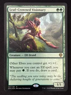 1x MTG Leaf-Crowned Visionary (Foil) - Dominaria United (DMU) #167 - Magic - Image 1