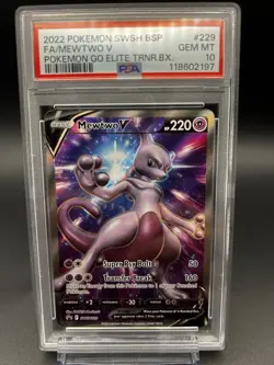 PSA 10 Mewtwo V #229 Full Art 2022 Pokemon SwSh GO ETB Black Star Promo GEM MINT - Image 1
