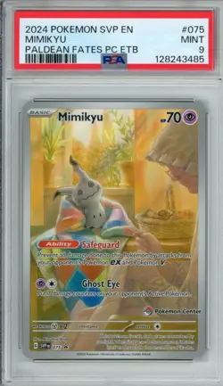 Mimikyu Black Star Promos Pokemon Center Paldean Fates Etb Psa 9 - Image 1