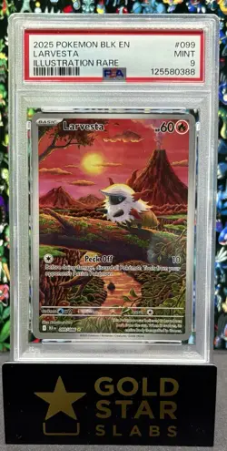 2025 POKEMON BLK EN-BLACK BOLT ILLUSTRATION RARE #099 LARVESTA PSA 9 - Image 1